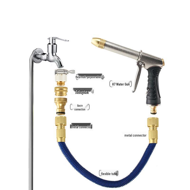 High-Pressure Retractable Garden Hose Set with Water Gun for Car Wash & Flower Watering