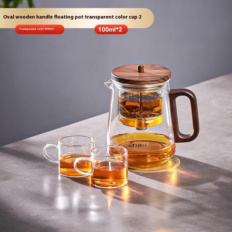GIANXI Chinese Kung Fu Lift-style Tea Pot Flowing Cup 840ML Glass Teapot Home Personal Tea Separation One Click Filter Tea Set