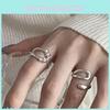 Elegant Geometric Copper Open Adjustable Crossed Hollow Ring For Women Fashion