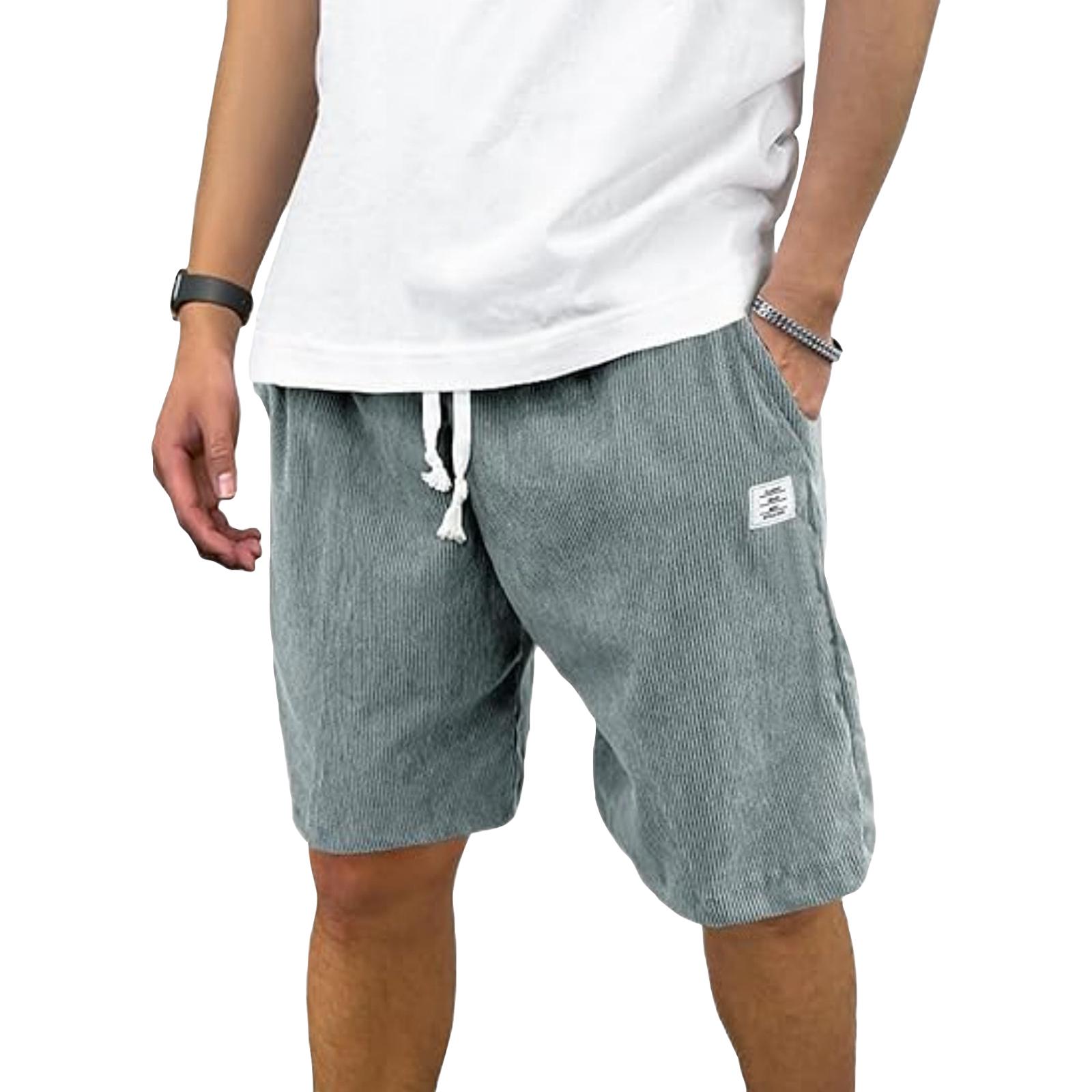 Men s Summer Casual Shorts Men s Fashion Sports Textured Shorts S циан