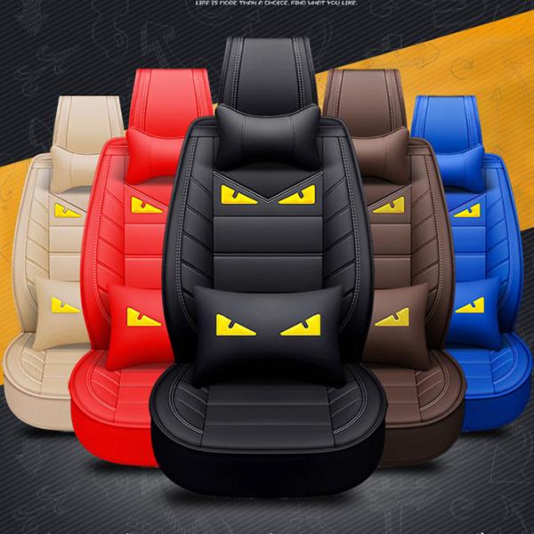 Cat-eye Devil Car Seat Cushion PU Leather Car Seat Covers Breathable and Waterproof Faux Leather Automotive Seat Covers