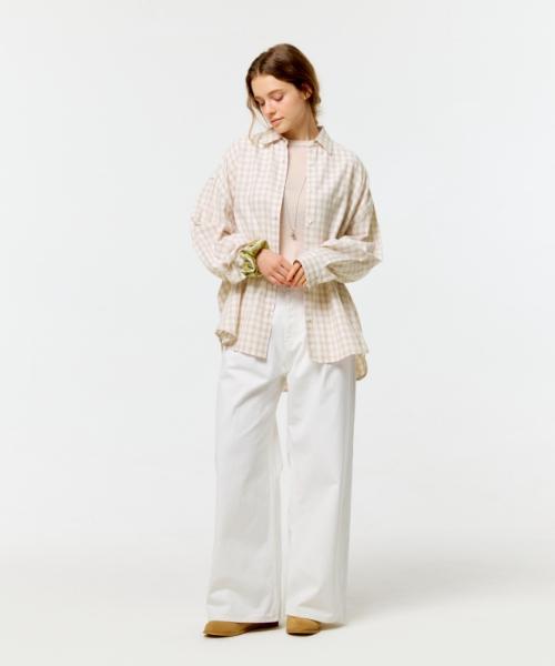 DEPOUND Check Oversized Shirt [Peach]