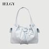 Drawstring Bucket Bag Fashion Casual Large Capacity Commuter Shoulder Messenger Bag