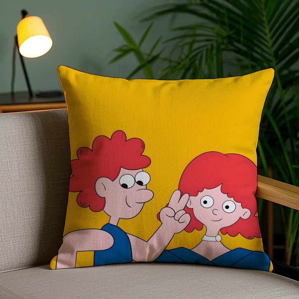 Cute Cartoon Couple Cushion Cover Soft Short Plush Double-Sided Printing Home Decor Machine Washable Pillow Case Gift