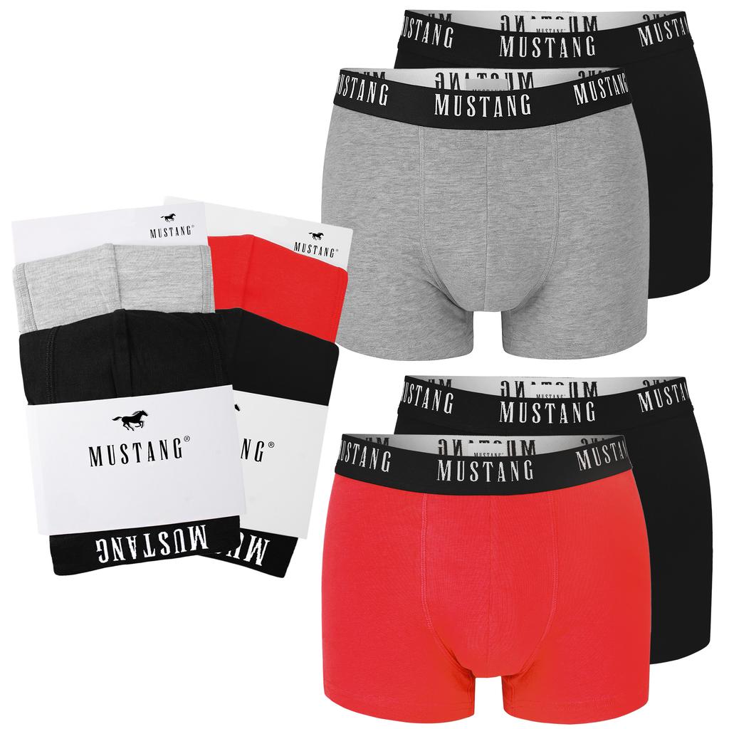 Mustang Bokserki Męskie 4 Sztuki Zestaw Bawełna Logo Kolor