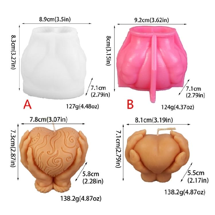 Hand Holding Heart Candle Mold 3D Heart Shape Candle Silicone Mold DIY Soap Mold