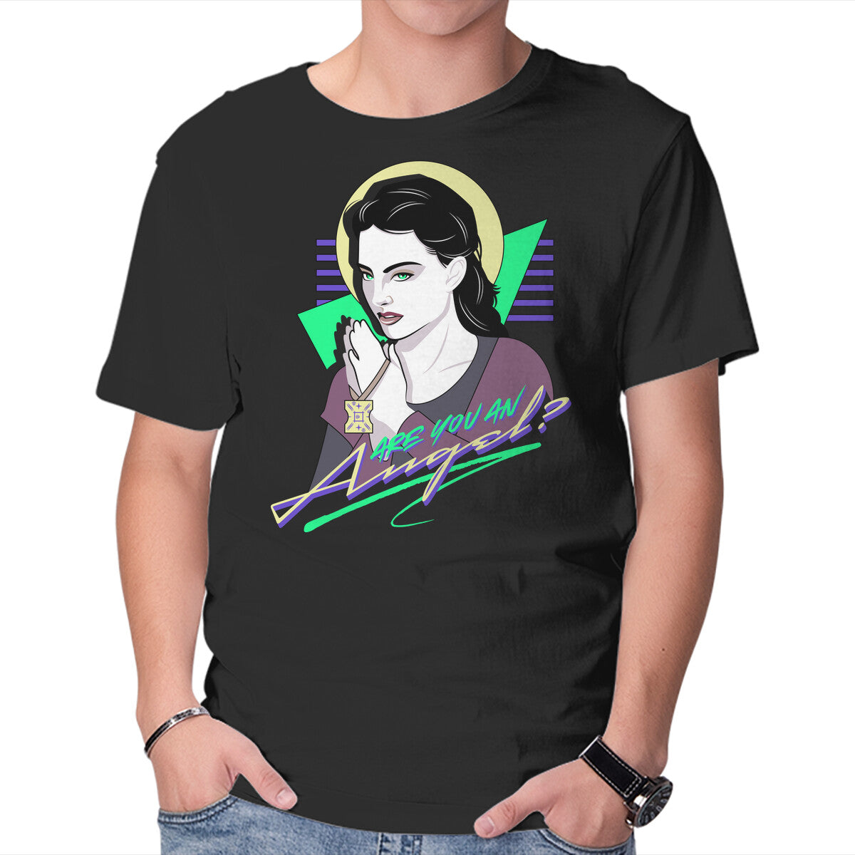 Unisex Crew Neck T-Shirt Are You An Angel Graphic Short Sleeve Casual Tee XL