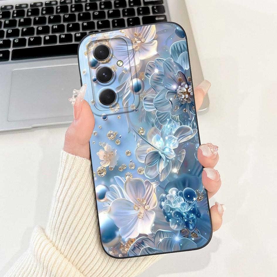 Case For Samsung Galaxy A53 A54 A55 5G Cover SM-A536B SM-A546V SM-A556B Shockproof Funda Fashion Flower Soft Silicone Matte Etui