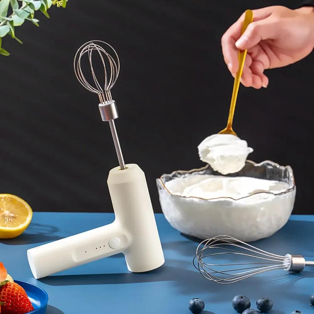 Manual mixer, electric wireless egg beater, semi-automatic household USB charging multi-functional milk foam maker