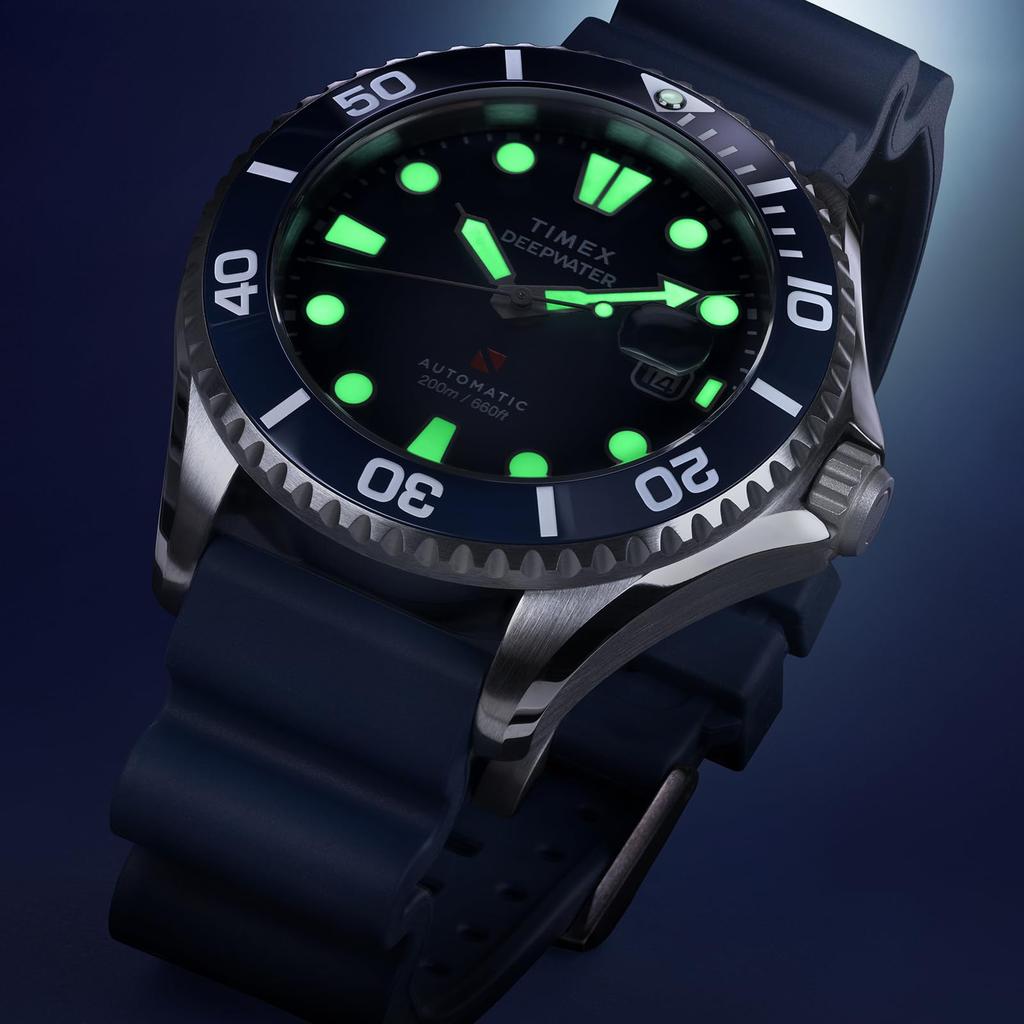 TIMEX Deepwater Meredian 200 Automatic 20 ATM Water Sapphire Blue Watch, Resistant, Crystal, Dial, TW2Y39900, Men's [Authentic]