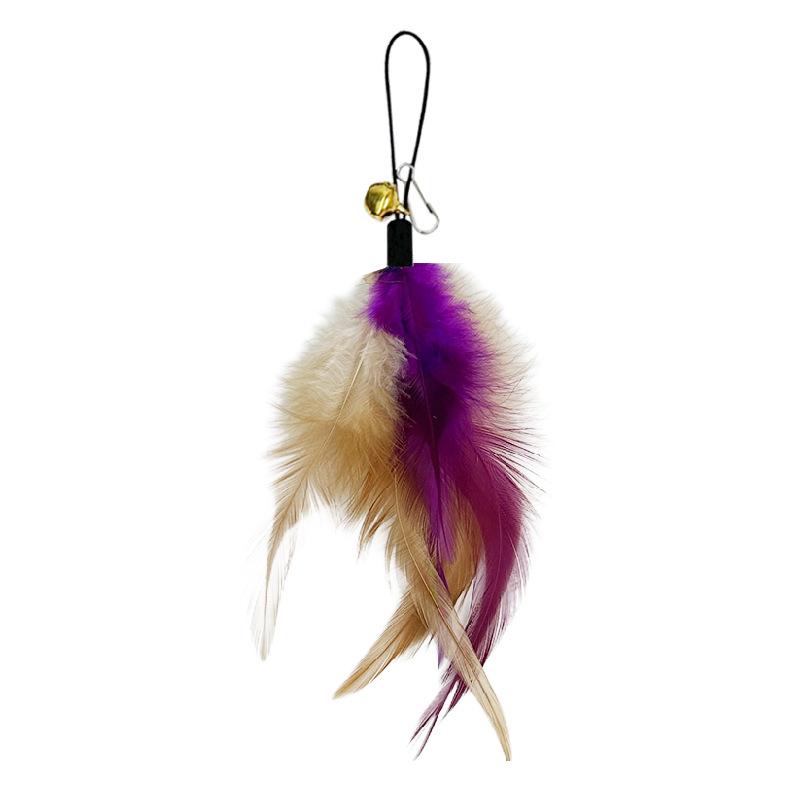 Multi-Feather Cat Teaser Stick with Bell - Replacement Head Available