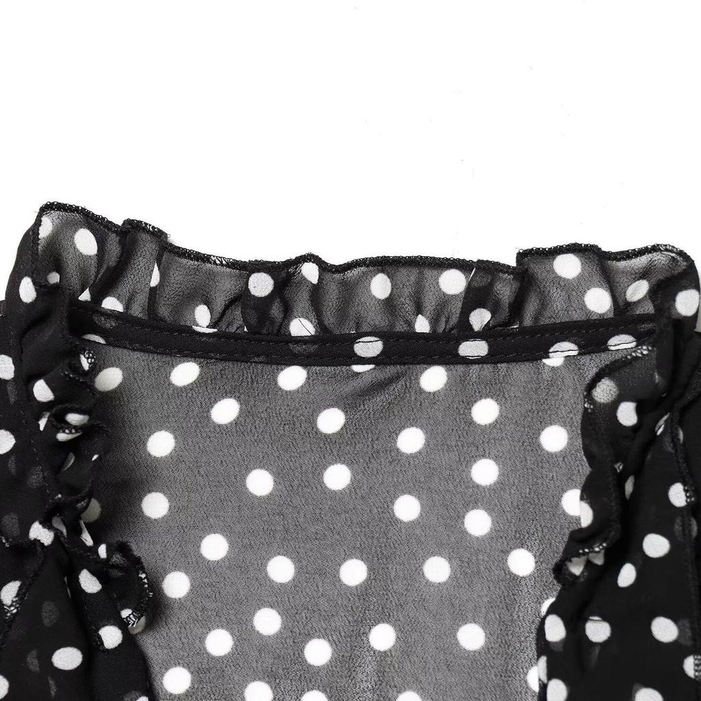 European Style 2026 Women's Polka Dot Ruffle Blouse