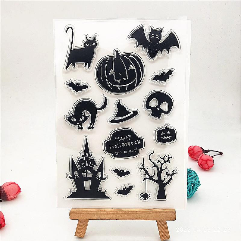 

Прозрачные силиконовые прозрачные штампы с животными, кошкой, котенком для печати, сделай сам, скрапбукинг, декор для фотоальбома, художественная свинья, овца, лошадь, курица No.12-Halloween Cat