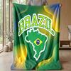 Brazil Football Printed Flannel Blanket Skin Friendly Warm Decorative Throw for Indoor Couch Bed Daily Use