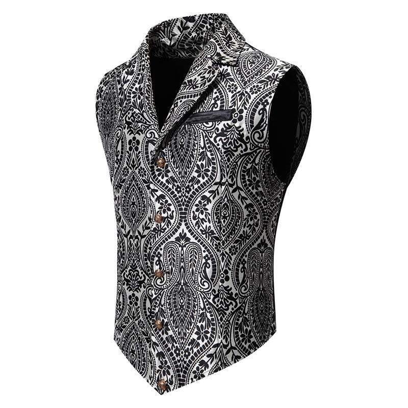 Męska kamizelka w paisley w stylu wiktoriańskim, steampunkowy gorset, dopasowana, z kołnierzykiem, formalna, codzienna, retro, elegancka, na zamówienie