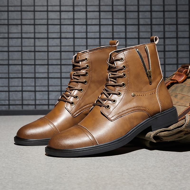 Golden Sapling Men's Chelsea Boots Leather Shoes Comfortable Western Flat Retro Ankle Boot for Men Leisure Business Shoe