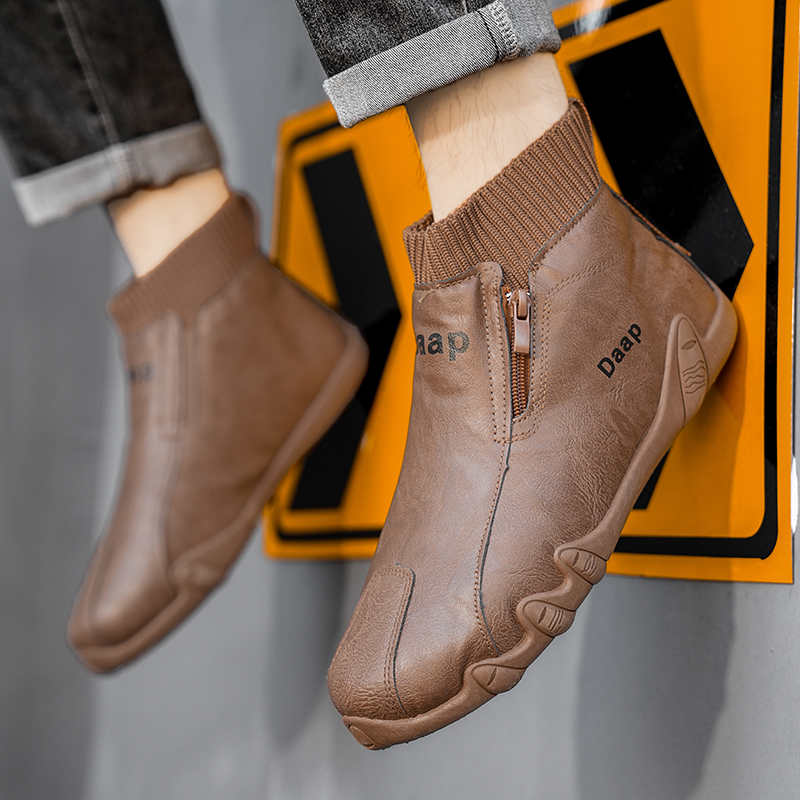 Fashion Black Furry Jogging Shoes Men's High-cut Sneakers Boots Gray Sport Affordable Price Casuals Dropshiping To Play Baskettes