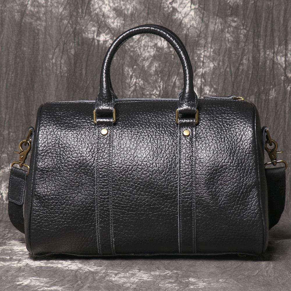 Men S Genuine Leather Handbag, Cowhide Shoulder Messenger Travel Bag, Large Capacity Short-Distance Business Travel Bag
