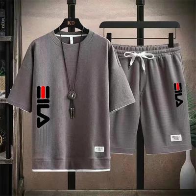 Sommer Neu Lässiges Herren Kurzarm T-Shirt und Shorts 2-teiliges Outdoor Herren Rundhals Kurzarm Sportbekleidungsset