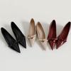 Pointed Temperament Bow Heightening Mary Jane Women's Shoes Shallow Mouth 2025 Spring and Summer French High Heels Commuter Shoes