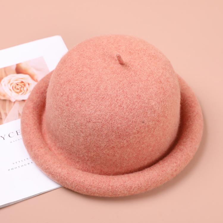 Autumn and winter wool hat women's fashion bucket hat big eaves dome cute top hat woolen adult