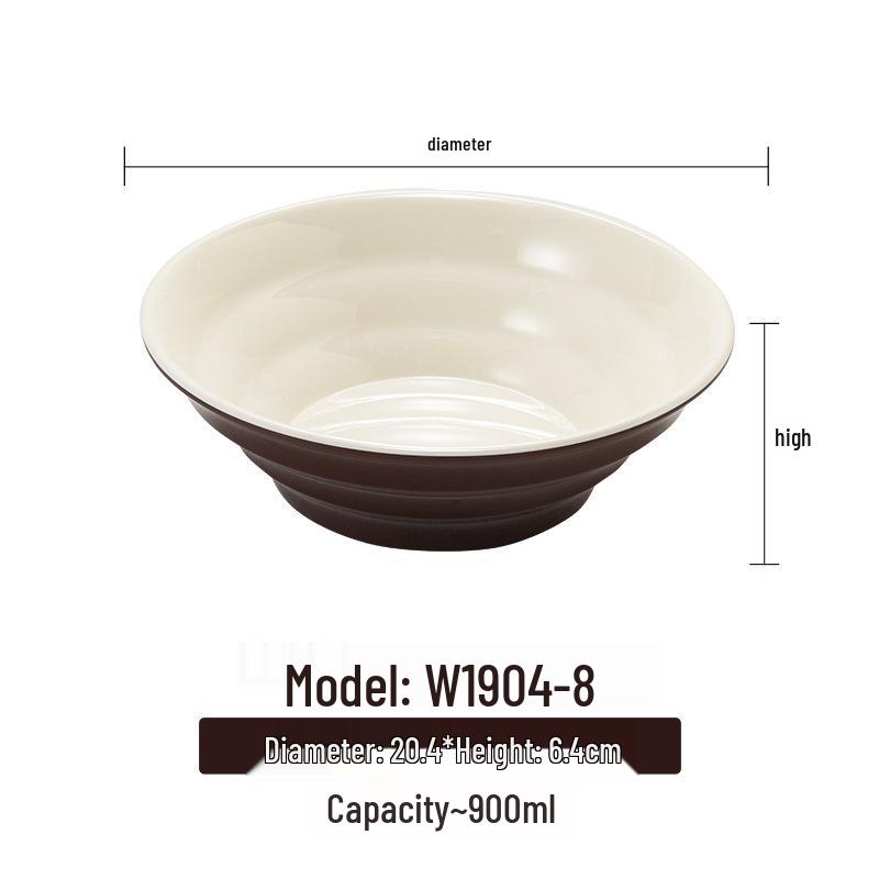 Melamine White Noodle Bowl, Imitation Porcelain, Large Plastic Soup/Rice Bowl for Commercial Use.