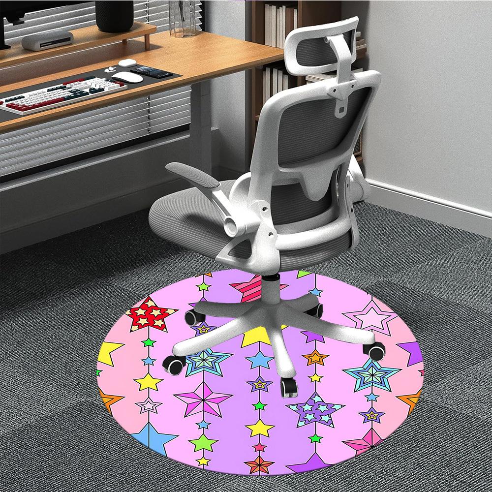 

1pc Star PatternChair Carpet for Office, Indoor Non-Slip Washable Polyester Fiber Carpet, Mat For Office, Machine Washable 80cm