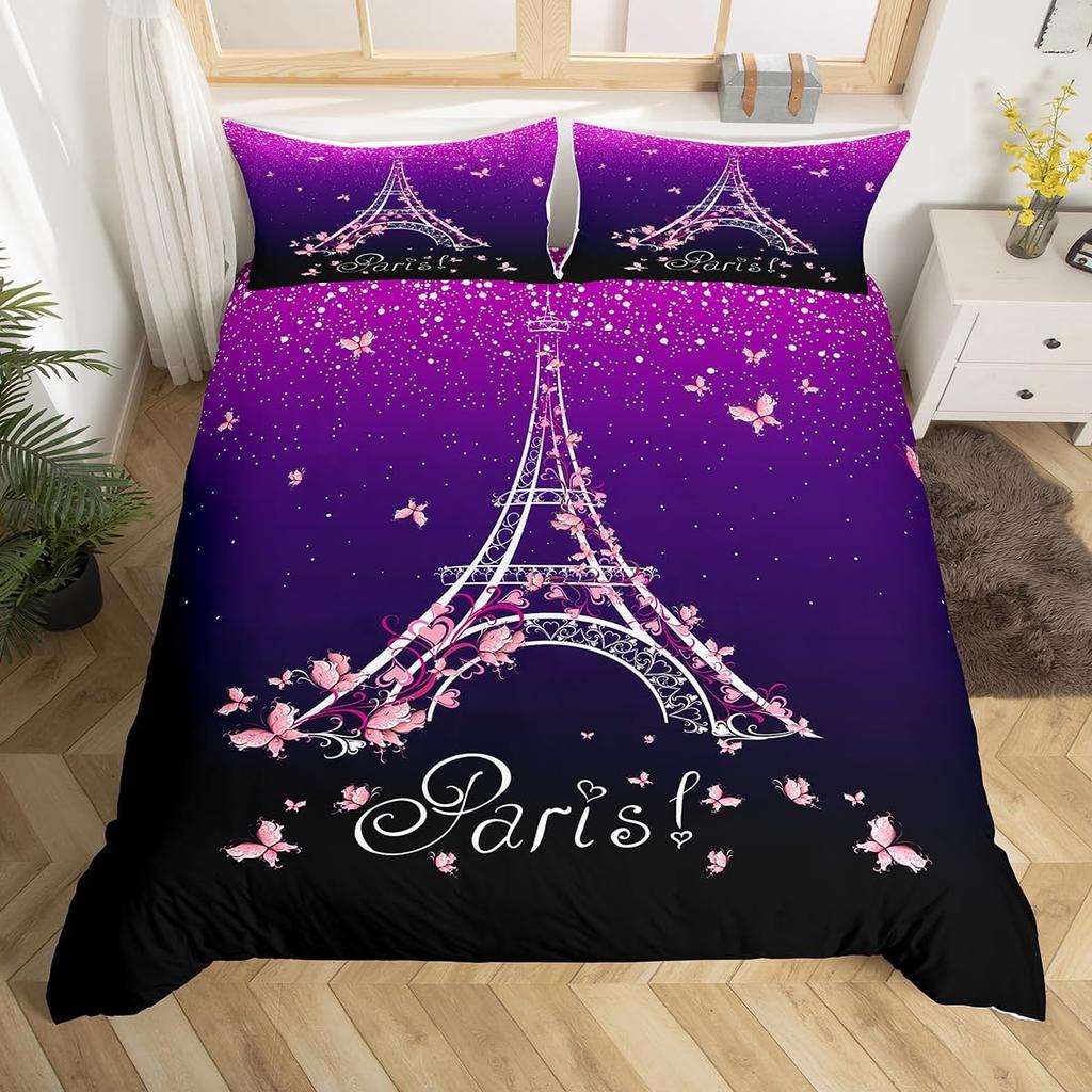 Paris Liebe Bettbezug Eiffelturm Bettbezug Für Männer Frauen Romantische Stadt Blume Bettwäsche Sets Für Valentinstag Hochzeitsgeschenk