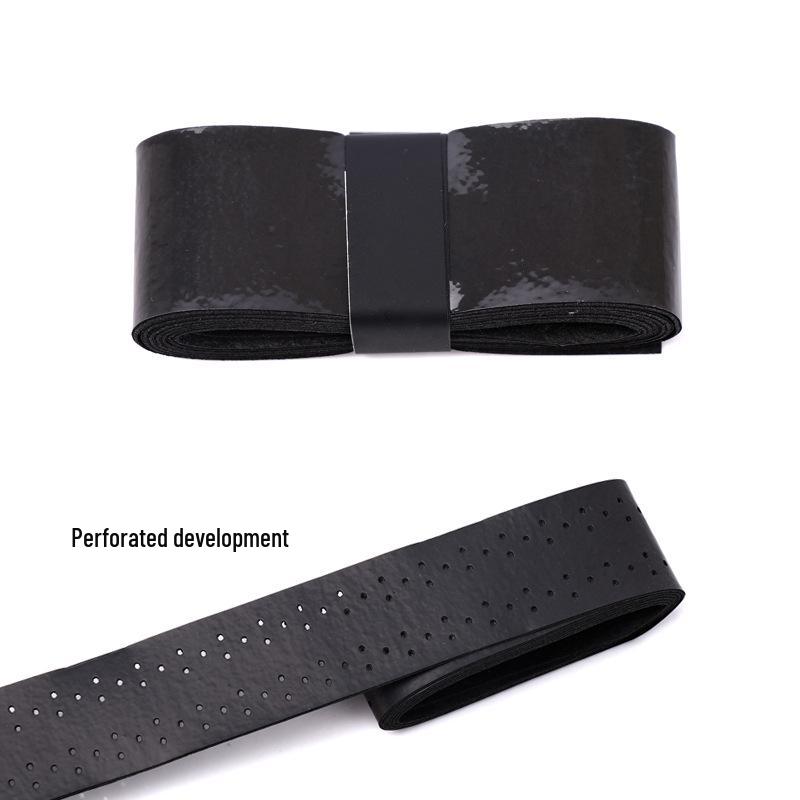 Elastic Perforated PU Leather Overgrip for Badminton, Tennis & Table Tennis Rackets, Fishing Rods with Ribbed Sweatband