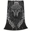 Viking Wolf Print Flannel Blanket Soft Warm All Season Throw for Couch Office Bed Camping Gift Idea