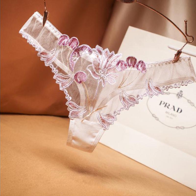 Women Sexy Lace Panties Cotton Crotch Low Waist Transparent Underwear Briefs