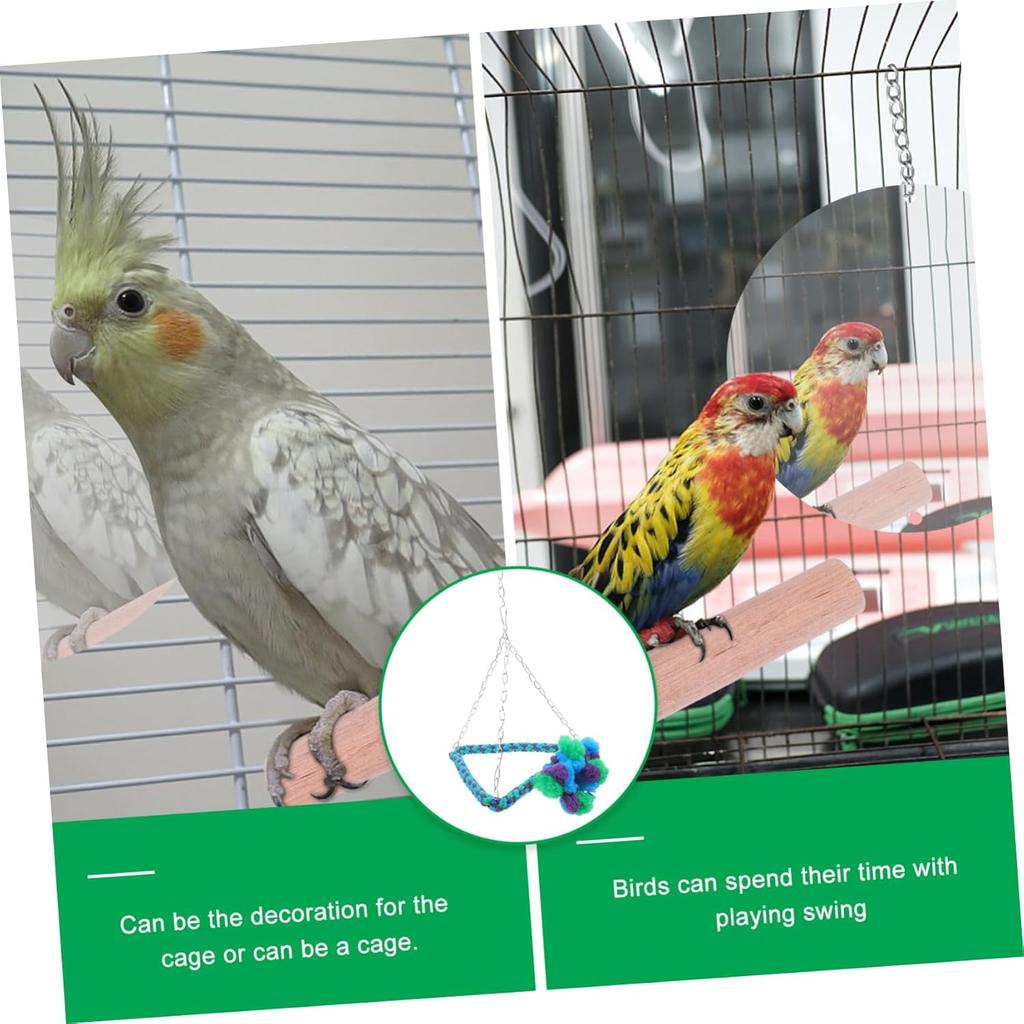 POPETPOP Rope Birds Accessories Cage Triangle Bird Perch Climb The Stairs Toy Parrot Bird Cage Hammock Bird Perch Small Parrot Product Striped Bass