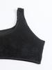 2025 European & American Solid Color One-Shoulder High-Waisted Bikini Swimsuit