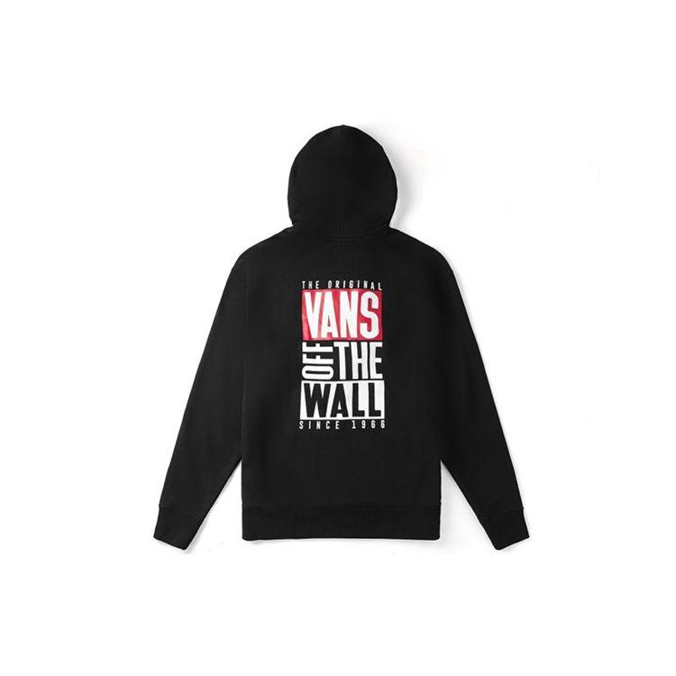 Vans Logo Print Pullover Hoodie Men Tops Black VN0A4ML3BLK