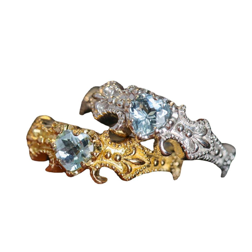 S925 Sterling Silver Gold-Plated Diamond Ring - Niche Retro High-End Cold Style Jewelry