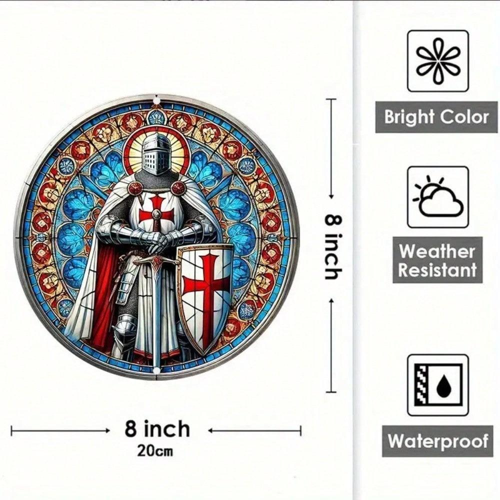Mural de Escudo de Caballero Templario Señal de Cruzado Decoración de Metal Cruz Roja Aluminio Coleccionable para Hombres