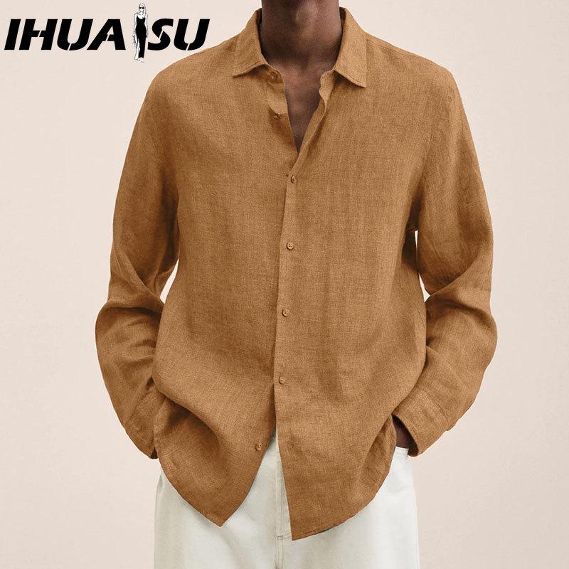 IHUASU Baumwolle Langarm T-Shirt Herrenmode Lockeres Shirt Bedrucktes Mitfühlendes Shirt