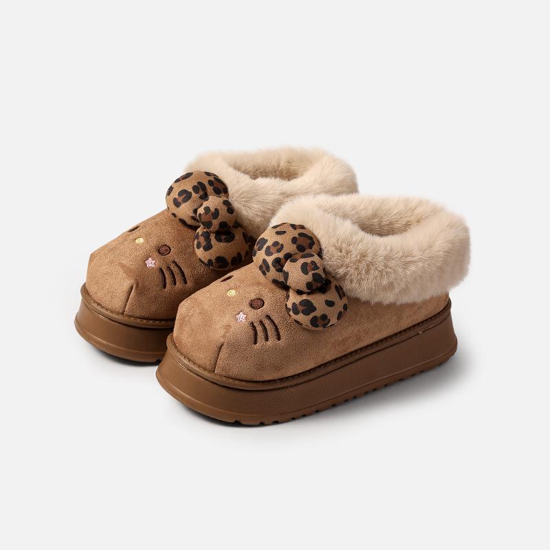 Genuine Sanrio Cartoon Furry Slippers - Women's Non-Slip Warm Winter Indoor Slippers with Plush Cotton and Velvet