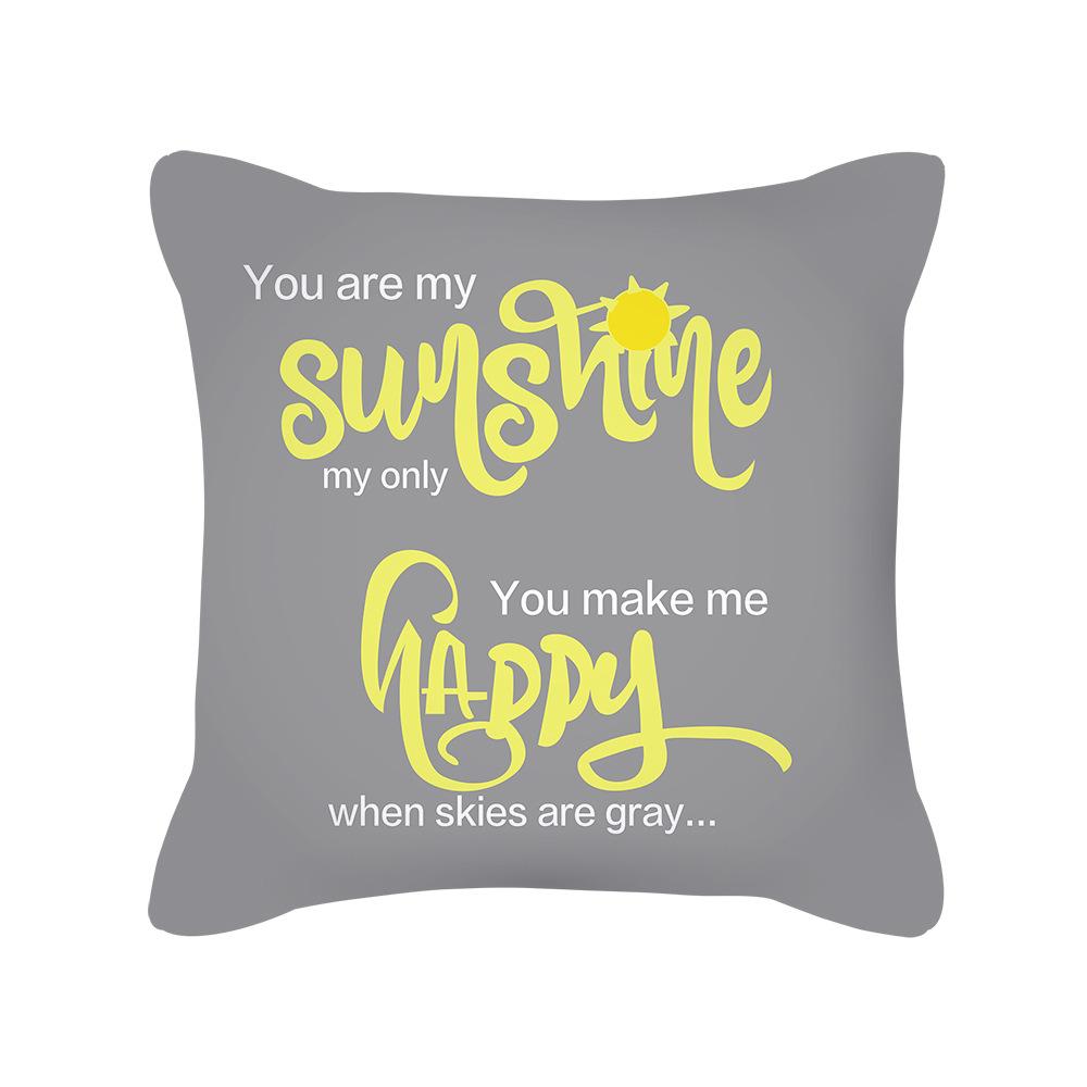 New Thanksgiving Throw Pillow Cover Yellow Letter Sunflower Office Cushion Sofa Pillow Cover