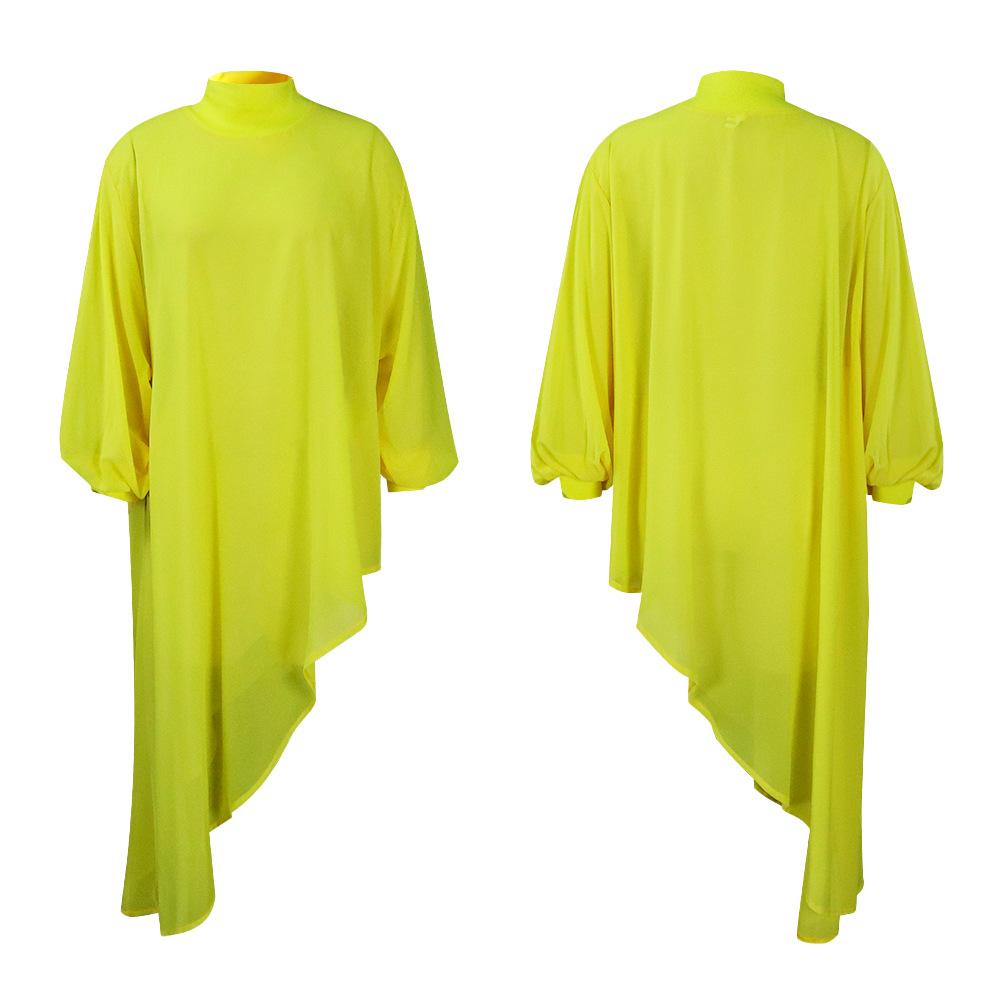 Velká velikost Ženy Letní móda Šifonové šaty s dlouhým rukávem Dámské Jednodílné Volné Ležérní Nepravidelné šaty