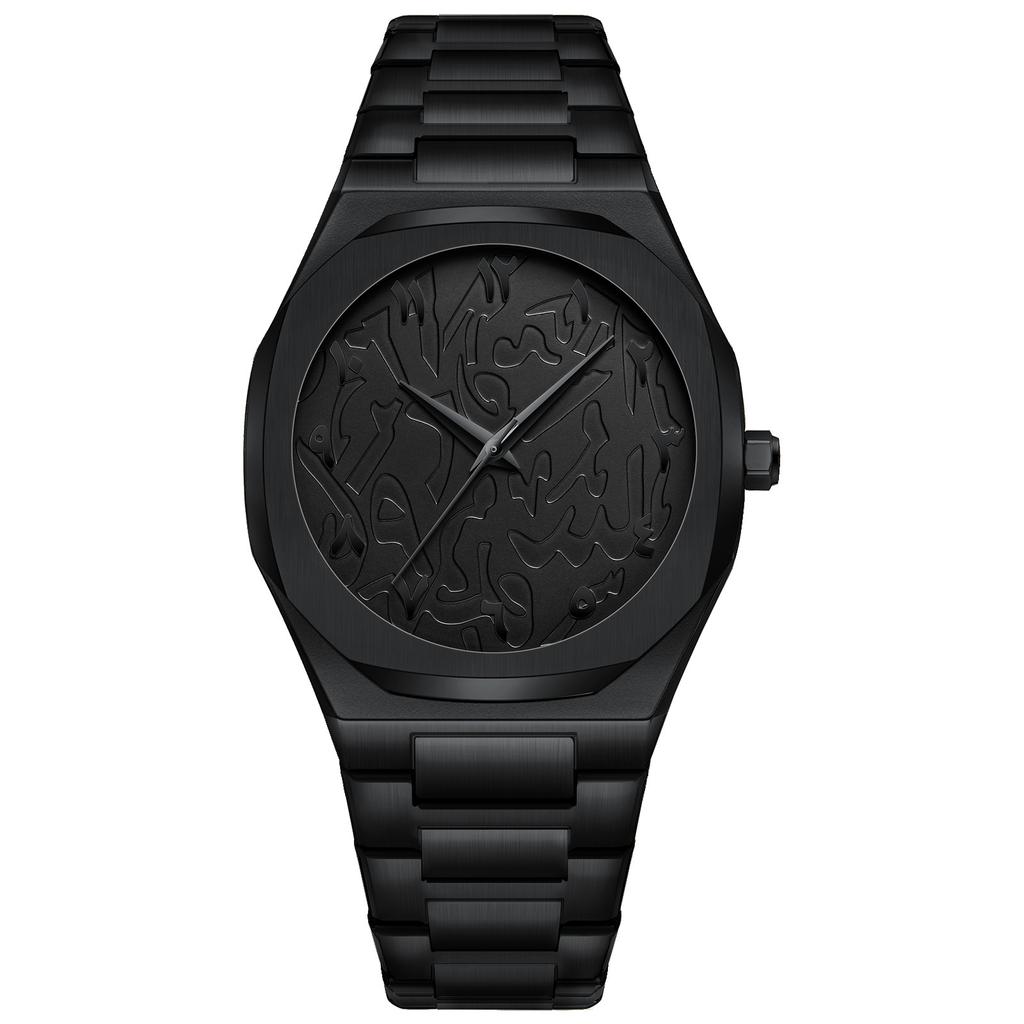 BestWin Top Brand Men Octagonal Quartz Watch Embossed Dial Full Steel Fashion Business Casual Style Male Dress Watch Daily Wear
