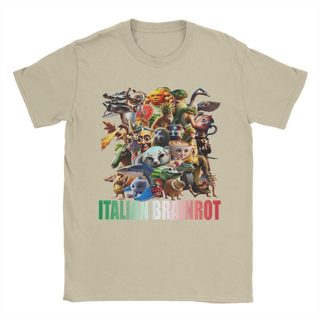 Italian Brainrot Characters Funny Meme Popular Trend Gen Z T Shirt Cotton T-Shirts For Men Tshirt Short Sleeve Awesome Tees