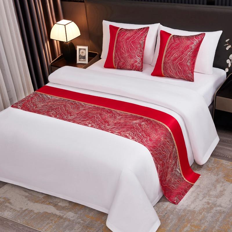 Light Luxury High-end Hotel Bed Flags Vintage Decorative Scarves Bedding Same Style Pillowcase European Style Wedding Room Home Decorat Bed Tail Towel