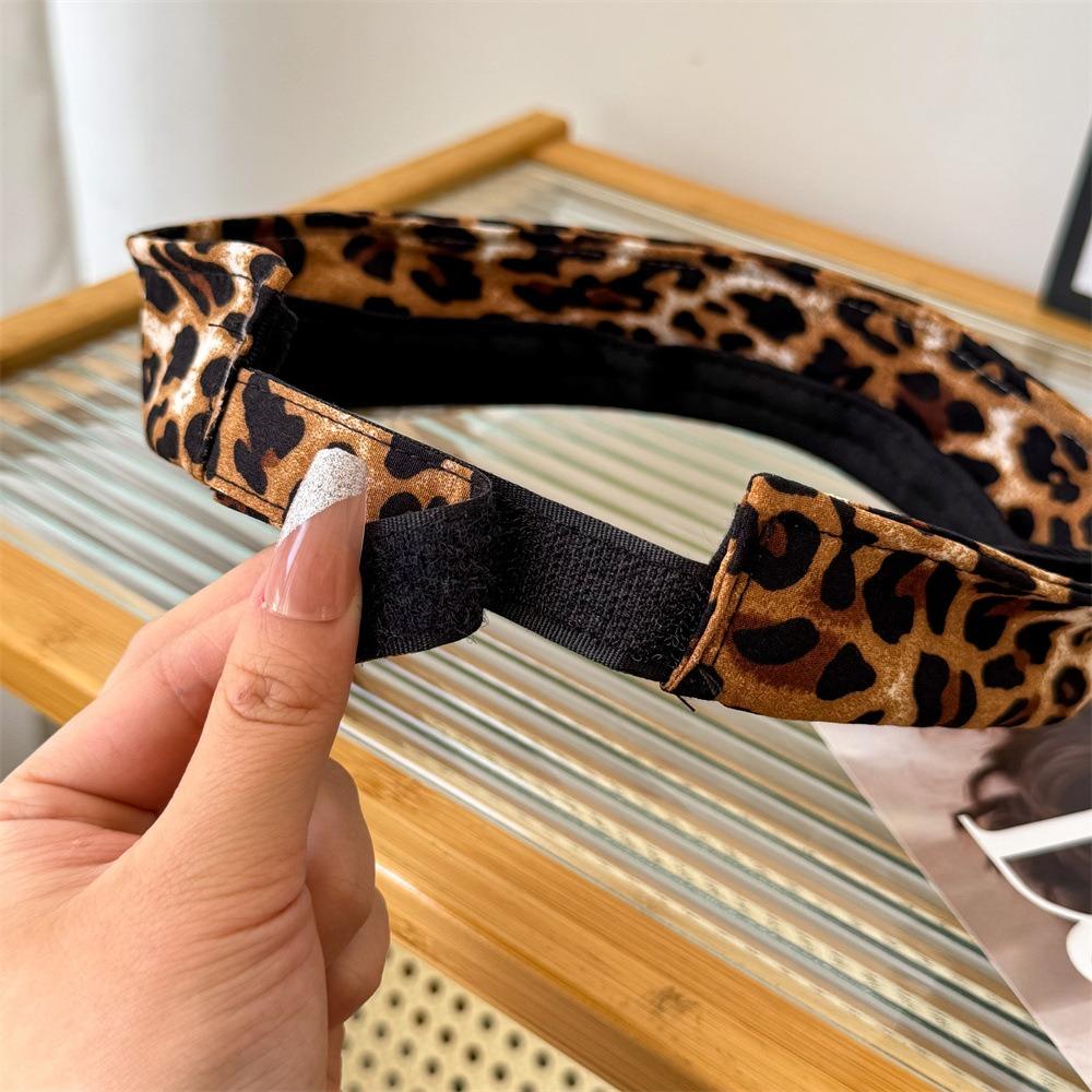 Sunscreen Leopard Print Visor Cap Solid Color Sun Hat Fashion Transparent Hollow Hat Hiking