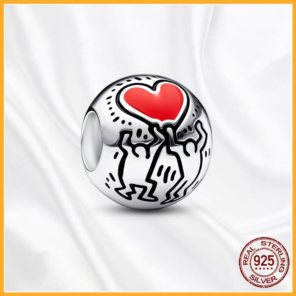 Authentic Copper Heart Art Charm Fit Original Bracelets Necklaces Beads Diy Jewelry Gifts Women