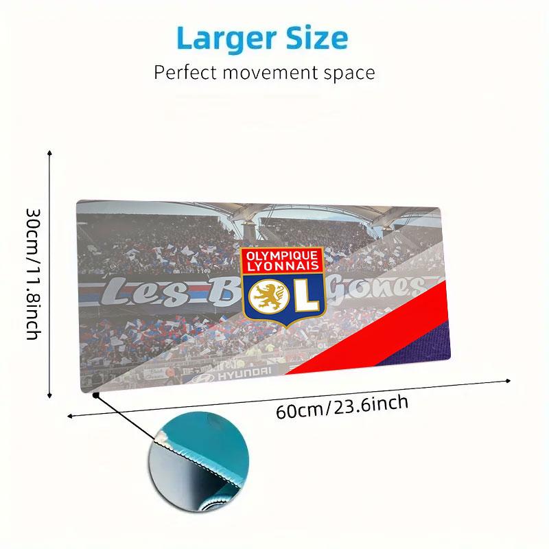 Olympique Lyonnais Football Team Mouse Pad, Large Gaming Desk Mat, Non-slip XXL Mousepad for Laptop & Tablet, Mini PC Playmat with Stitched Edges