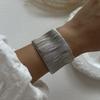 Vintage Wide Cuff Bangles Hip Hop Punk copper Color Geometric Metal Spring Bangles For Women Bracelets Men Jewelry Gift