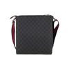 Gucci GG Embossed Logo Leather Stripe Web Shoulder Bag Men Messenger Bag Black Gray 474137-K5RLN-1095