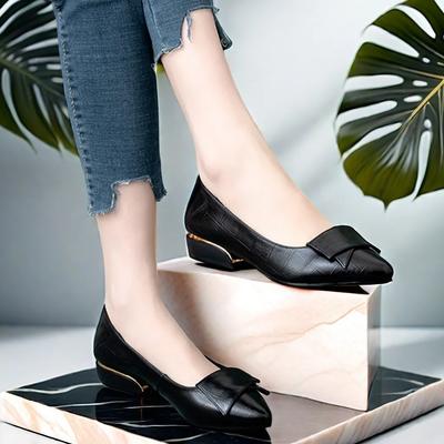 Damenschuhe süße spitze Zehenpartie schwarz kariertes Muster Slipper quadratischer Absatz Schuhe Dame klassische rote Schuhe ab668
