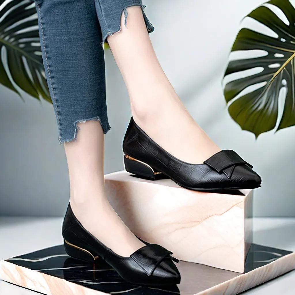 sapatos femininas women cute pointed toe black plaid patern slilp on square heel shoes lady classic red shoes ab668